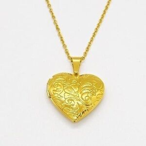 Golden Heart Locket Necklace